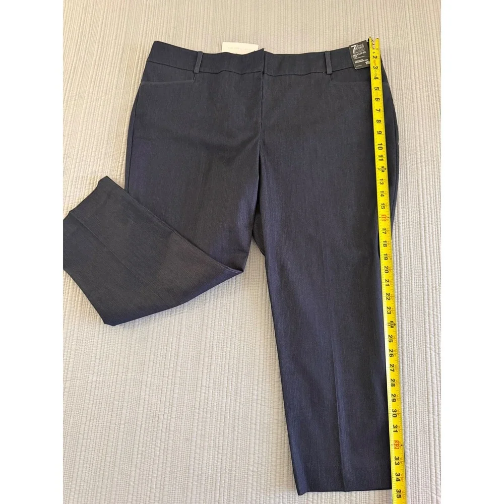 New York &‎ Company 7th Avenue Signature Fit Crop Pant Straight Leg Navy Blue 18